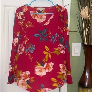 Pink floral blouse - Ann Taylor Loft